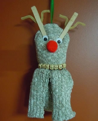 sock reindeer Christmas craft